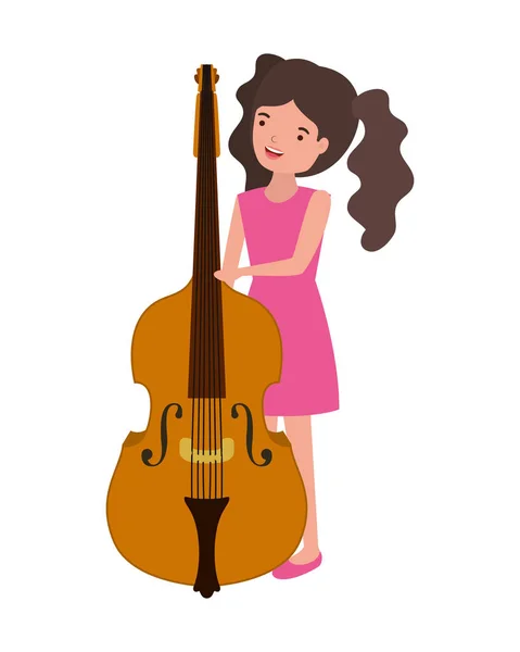 Mujer joven con carácter de violín — Vector de stock