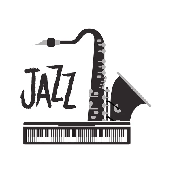 Etiqueta de jazz com ícone saxofone — Vetor de Stock