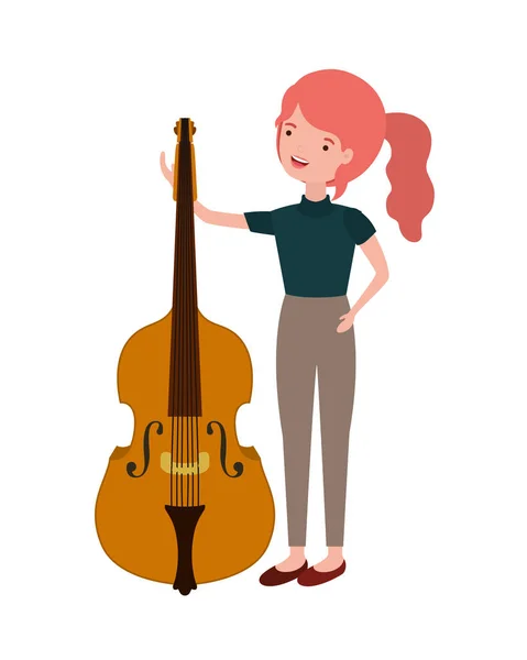 Young woman with violin character — Stock Vector