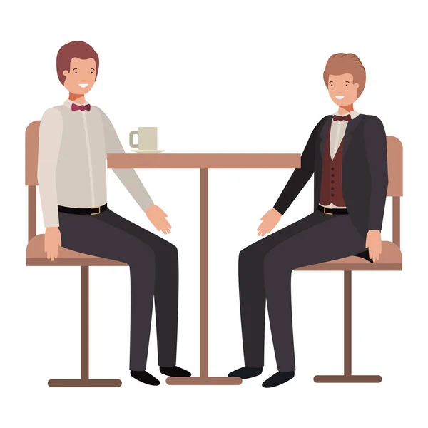 Hombres tomando café en el comedor — Vector de stock