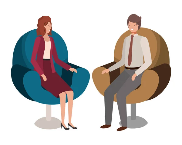 Biznes para siedzący w krzesło avatar charakter — Wektor stockowy