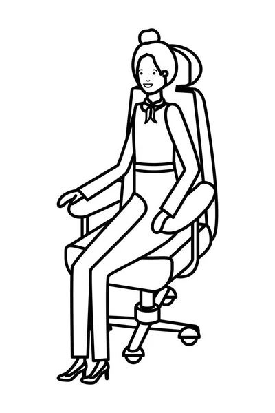 Üzletasszony ülő irodai szék avatar karakter — Stock Vector