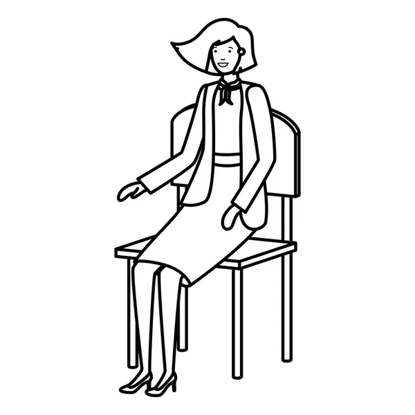 Mulher de negócios sentado em personagem avatar cadeira — Vetor de Stock
