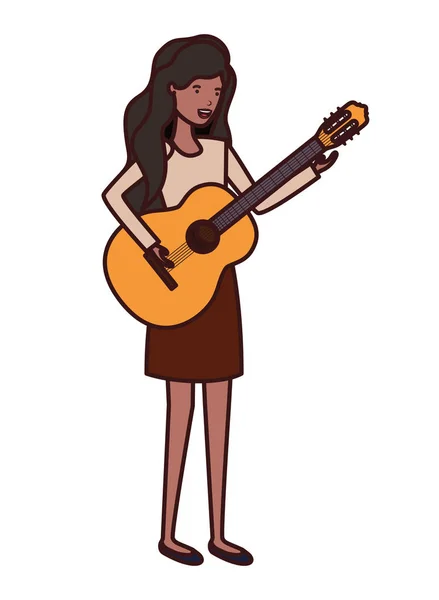 Молода жінка з гітарним характером — стоковий вектор