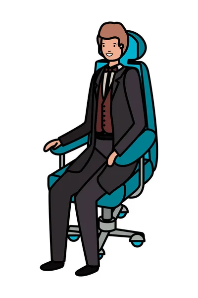 Businessman sitting in office chair avatar character — Stock Vector
