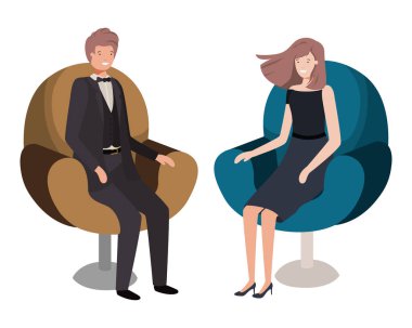 sandalye avatar karakter oturan iş çift