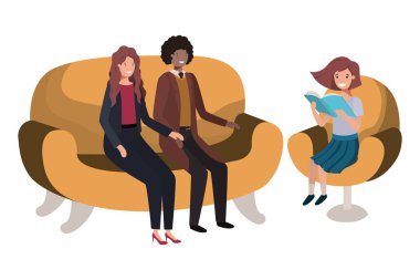 Anne çift ile daugether oturan içinde sandalye