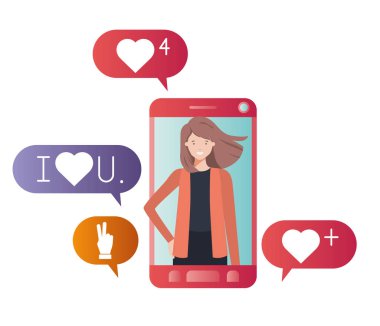 Smartphone avatar karakter genç kadın