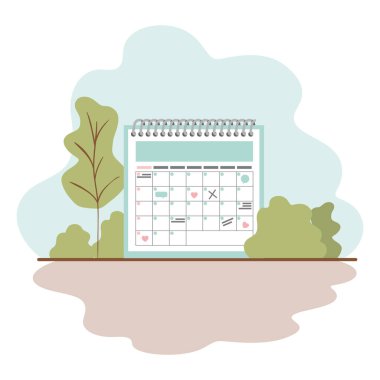 Peyzaj izole simgesi ile takvim