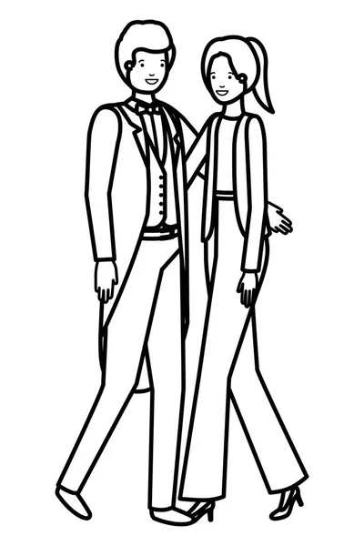 Young couple of business avatar character — ストックベクタ