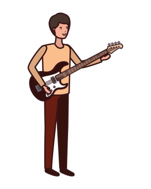 Elektrik gitar karakteri ile genç adam