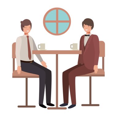 Erkekler yemek odasında kahve içme