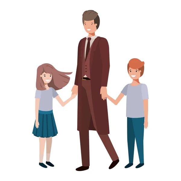 Vater und Kinder Avatarfigur — Stockvektor