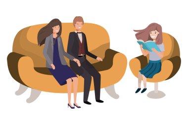 Anne çift ile daugether oturan içinde sandalye