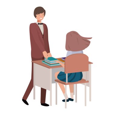 öğrenci avatar karakteri ile sınıfta öğretmen