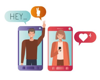 akıllı telefon avatar karakter genç çift