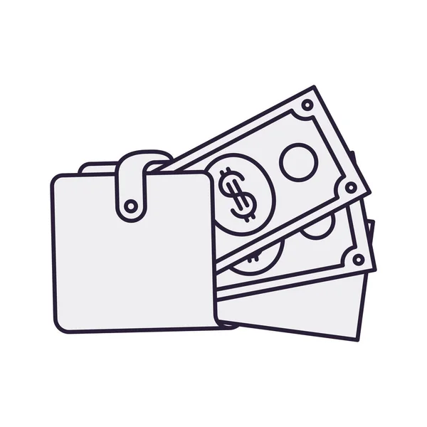 Wallet with dollars isolated icon — Stock Vector