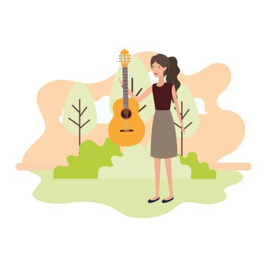 manzara avatar karakter gitar ile kadın