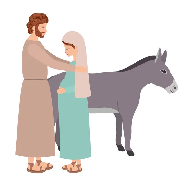 Maagd Maria zwangerschap en Saint Joseph — Stockvector