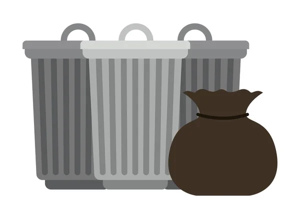 Étain et sac poubelle icône isolée — Image vectorielle