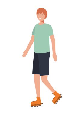 Roller paten avatar karakter ile genç adam