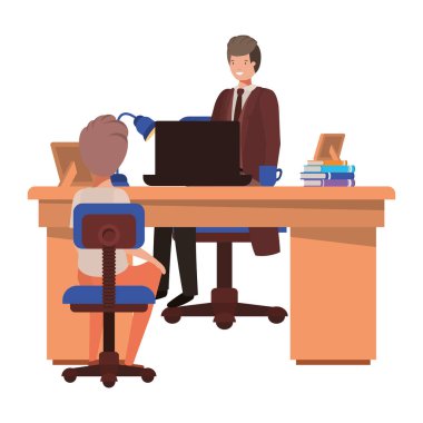 çocuk Avatar karakter ile ofiste işadamı