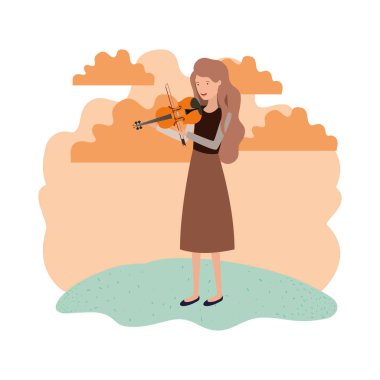 manzara avatar karakter keman ile kadın