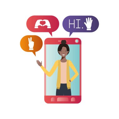 Smartphone avatar karakter genç kadın