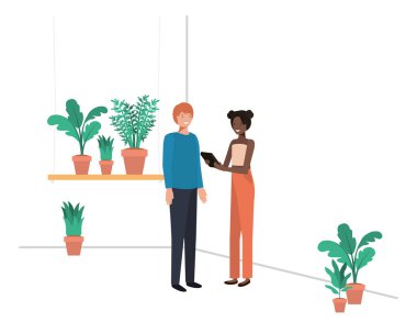 ev bitki avatar karakteri ile genç çift