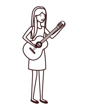 gitar karakteri ile genç kadın