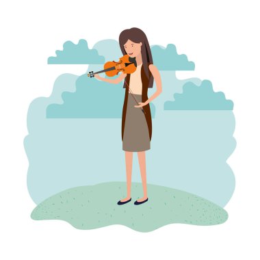 manzara avatar karakter keman ile kadın