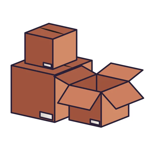 Cajas de cartón icono aislado — Vector de stock