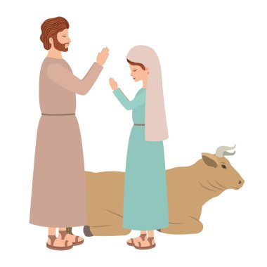 Bakire Mary ve Aziz Joseph ile öküz