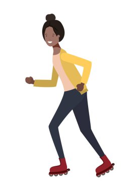 rulo paten avatar karakteri ile genç kadın