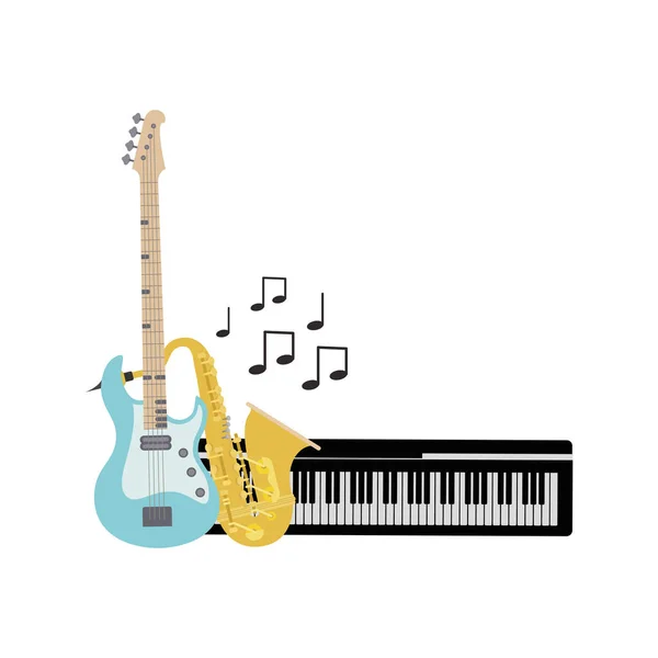 Hudební nástroje izolované ikony — Stockový vektor