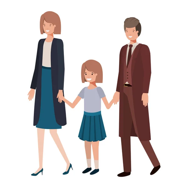 Föräldrar par med daugether avatar karaktär — Stock vektor