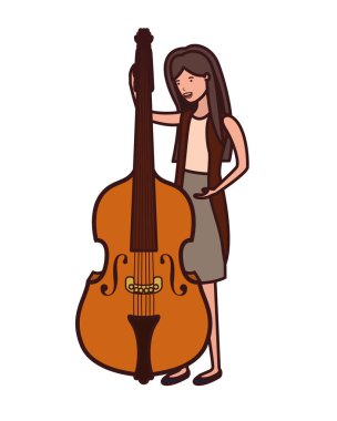 Keman karakteri ile genç kadın