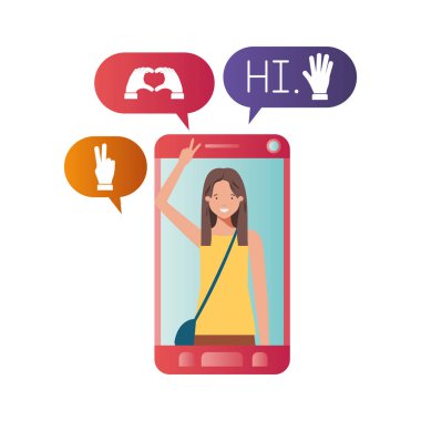 Smartphone avatar karakter genç kadın