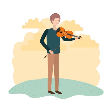 manzara avatar karakter keman ile adam