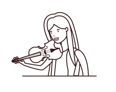 Keman karakteri ile genç kadın