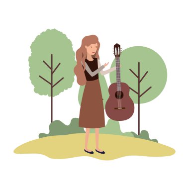 manzara avatar karakter gitar ile kadın