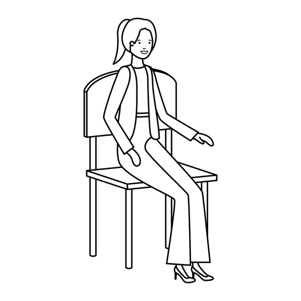 Üzletasszony ül szék avatar karakter — Stock Vector