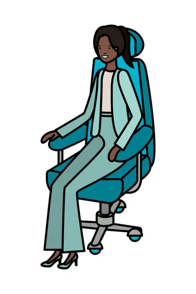 Businesswoman sitting in office chair avatar character — Stock Vector