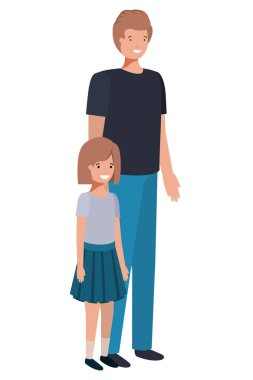 Baba ve kız Avatar karakter gülümseyen