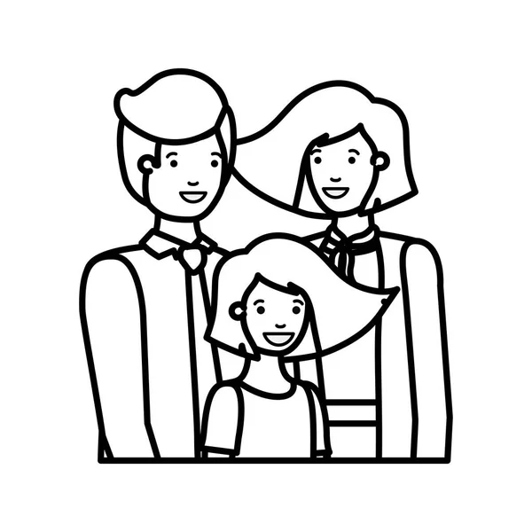 Батьки пара з донькою аватар персонаж — стоковий вектор