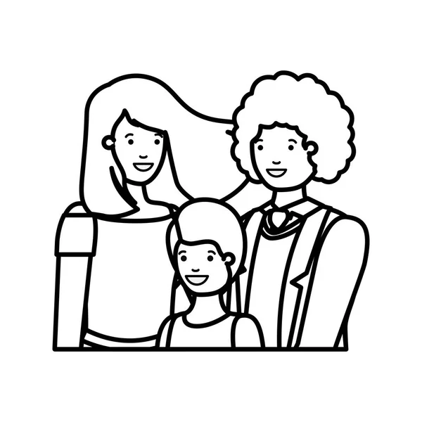 Parents couple with son avatar character — Stock Vector