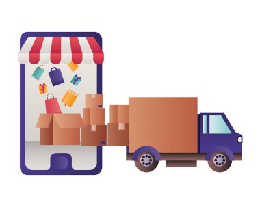 çadır ve hediye kutusu izole akıllı telefon simgesi