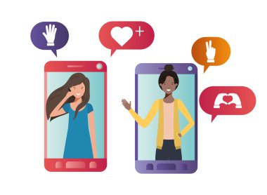 akıllı telefon avatar karakter genç kadın