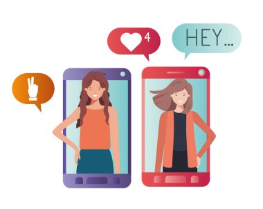 akıllı telefon avatar karakter genç kadın