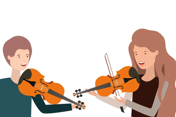 Modèle de couple avec instruments de musique — Image vectorielle